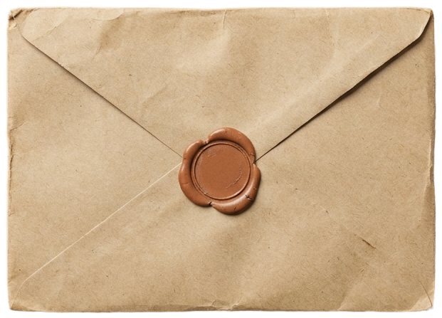 Sealed kraft envelope with a wax seal